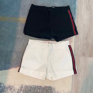 White and black striped shorts